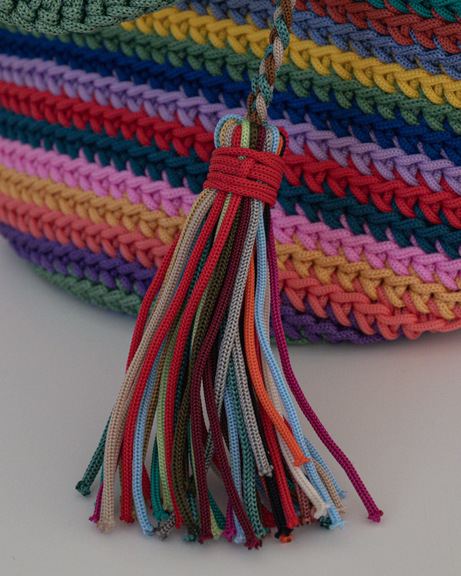 Bolso crochet de colores  base redonda M