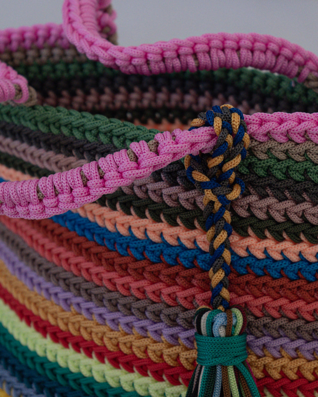Bolso crochet de colores  base cuadrada M