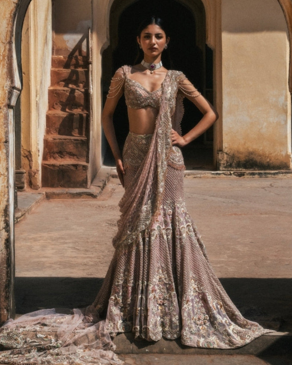 Pink Pastel Jhanvi Lehenga Set By KYNAH, Luxury Indian Fashion & Bridal Wear