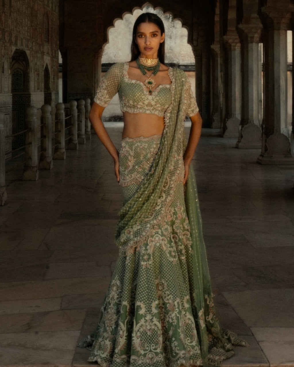 Mint Green Jhanvi Lehenga Set By KYNAH, Luxury Indian Fashion & Bridal Wear