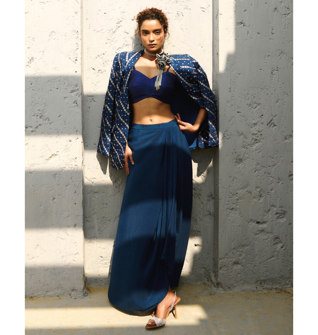 Lena Drape Skirt Set By KYNAH, Luxury Indian Fashion & Bridal Wear