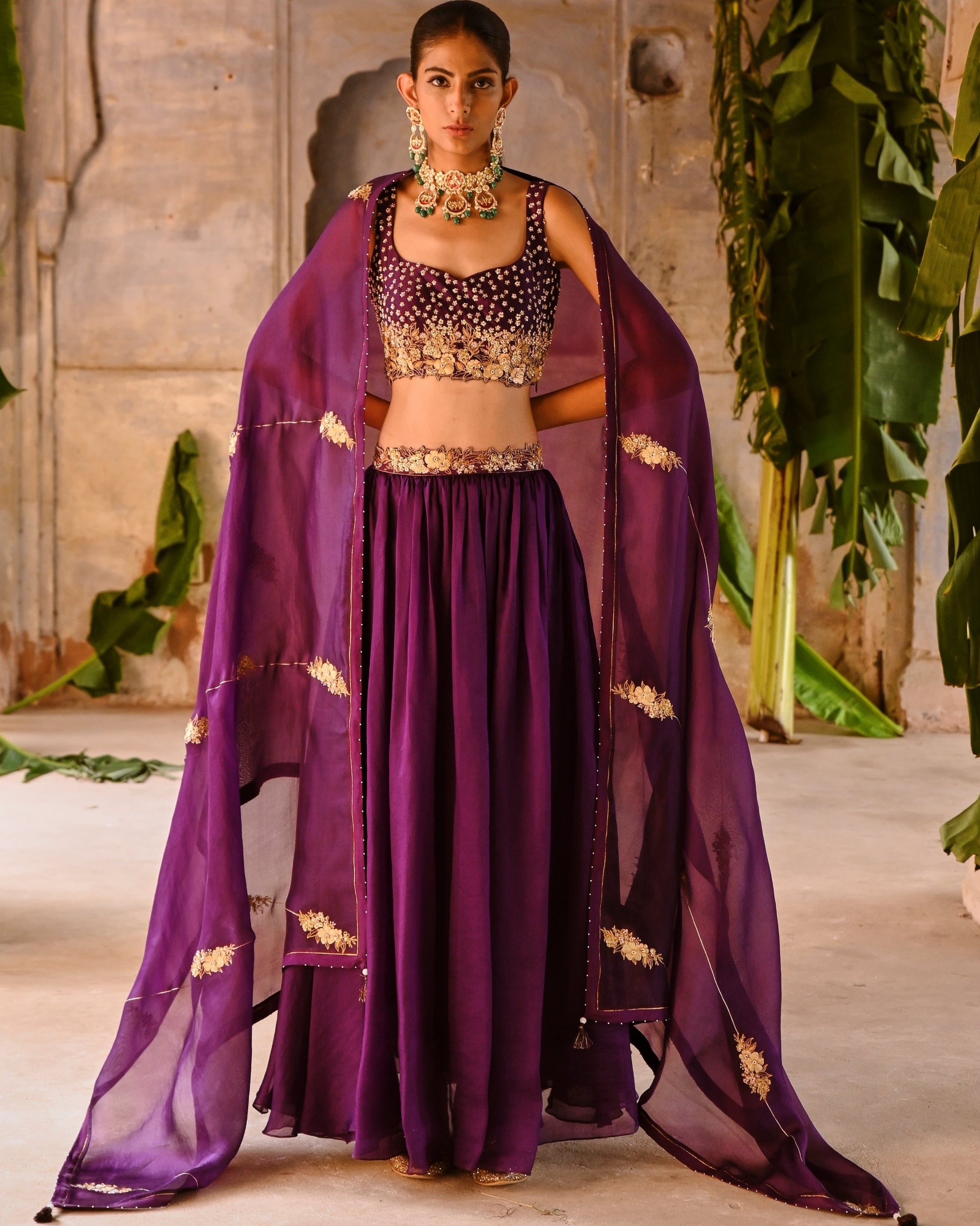 Aubergine Skirt Set By KYNAH, Luxury Indian Fashion & Bridal Wear