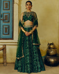 Emerald Green Bandhej Lehenga Set By KYNAH, Luxury Indian Fashion & Bridal Wear