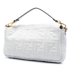 Large Zucca Embossed Leather Baguette Satchel