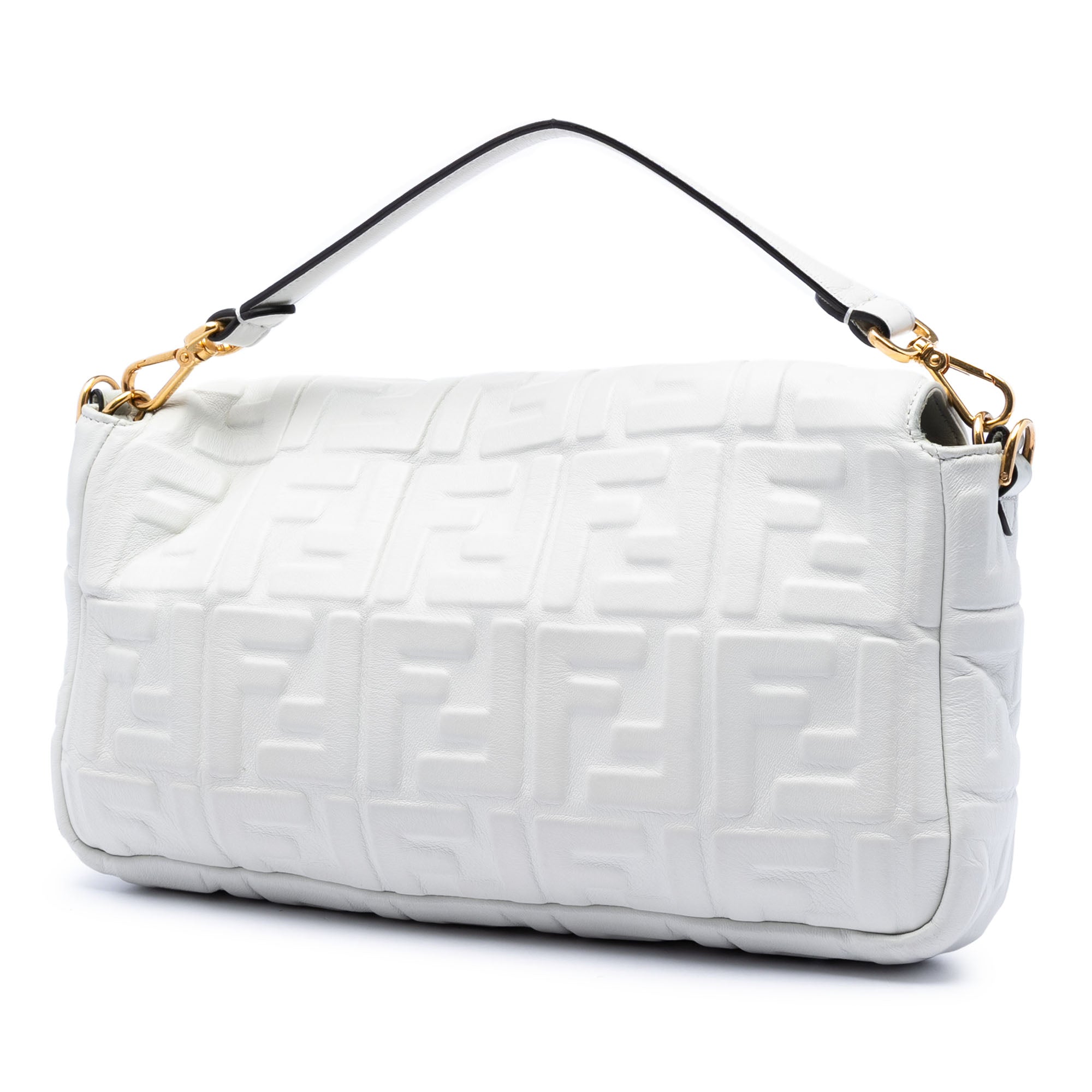 Large Zucca Embossed Leather Baguette Satchel
