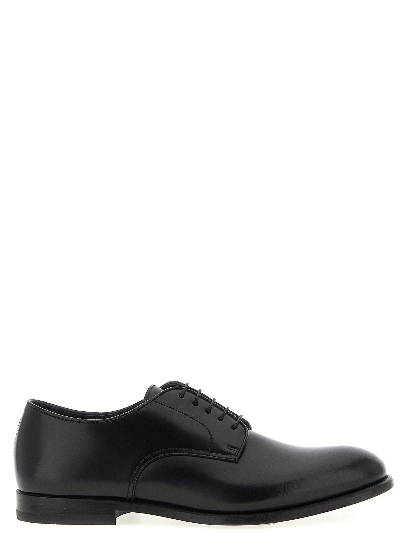 Doucal's Brushed Calf Leather Derby Shoe — Black