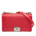 Old Medium Quilted Perforated Lambskin Boy Flap