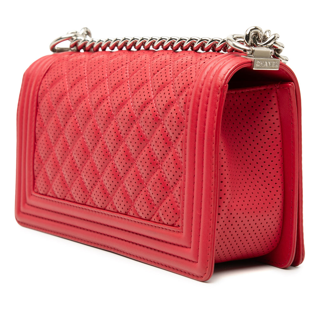 Old Medium Quilted Perforated Lambskin Boy Flap