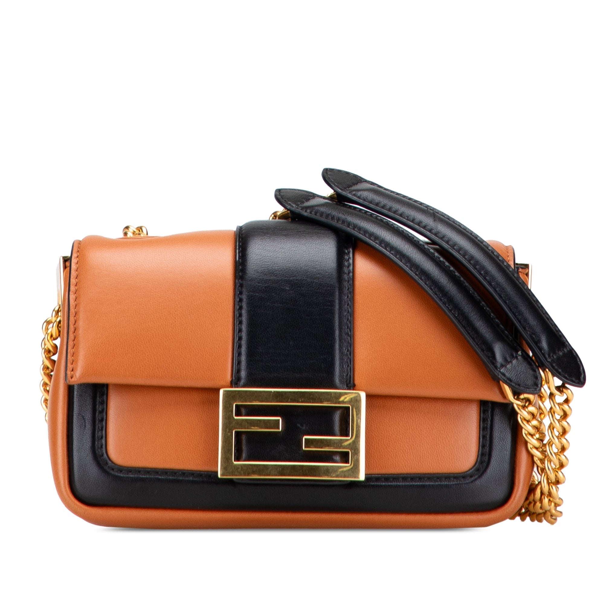 Mini Bicolor Nappa Apolo Chain Baguette Shoulder Bag