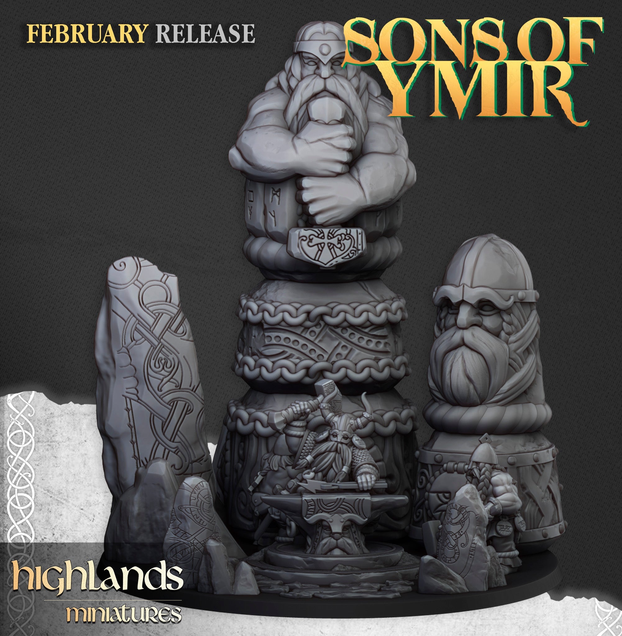 Dwarf Great Runemaster with Anvil, Highlands Miniatures