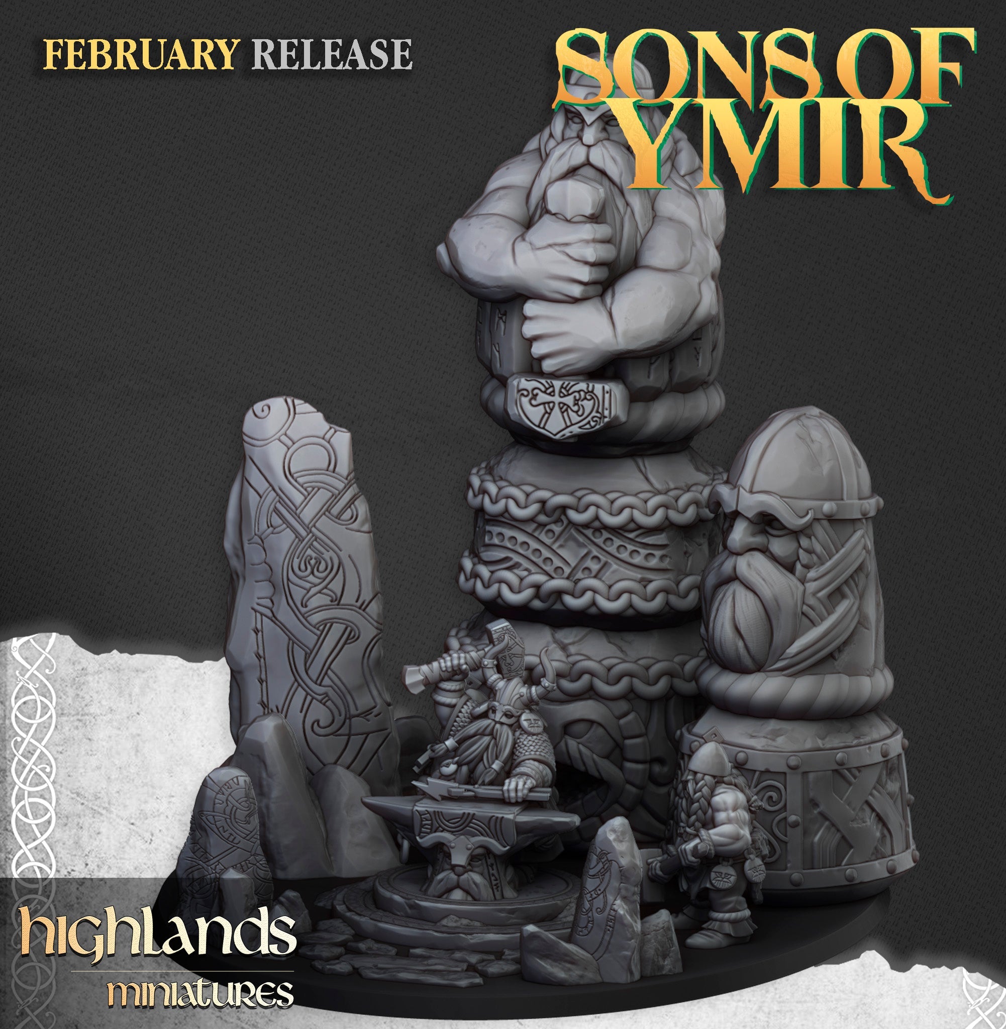 Dwarf Great Runemaster with Anvil, Highlands Miniatures