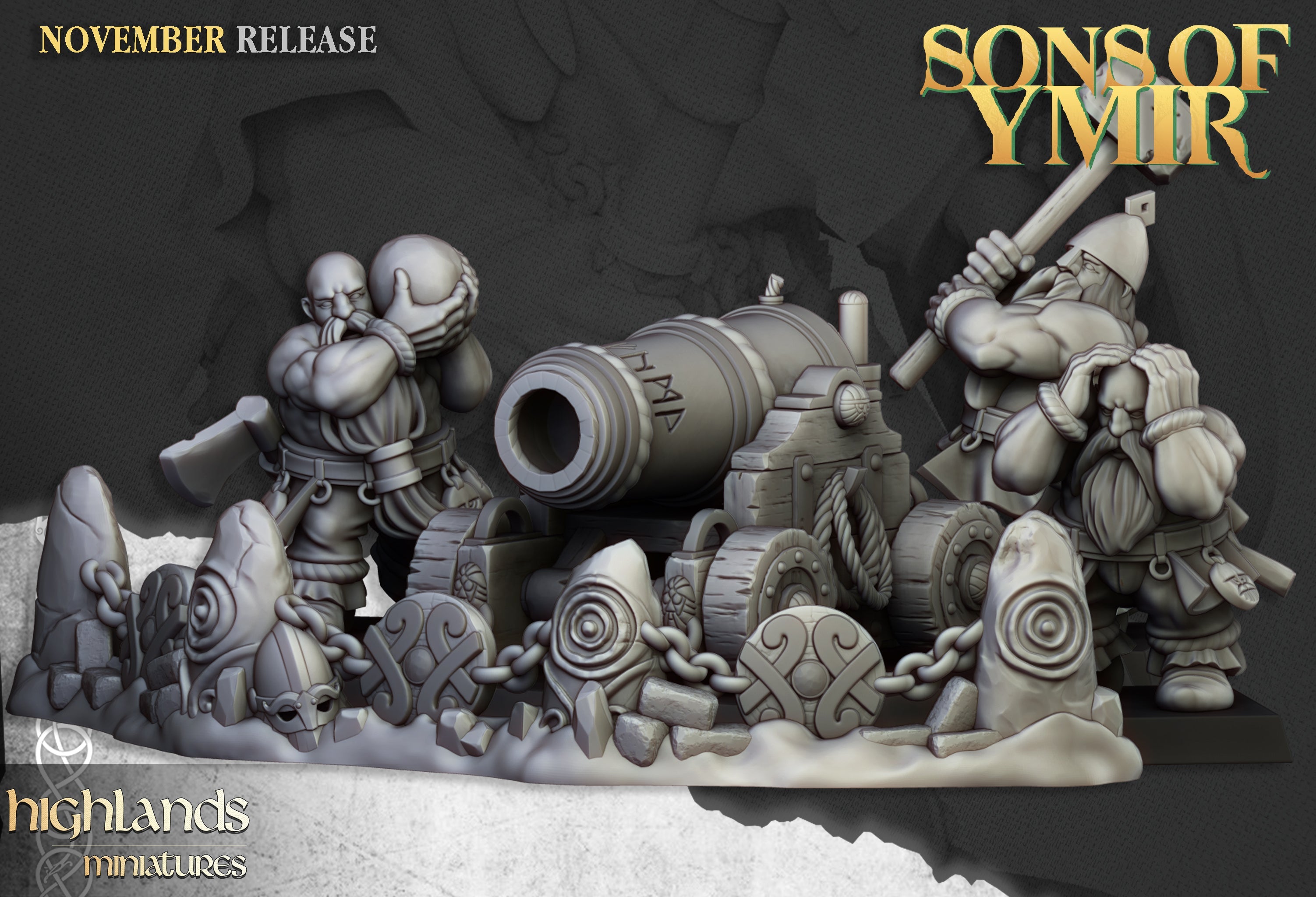 Dwarf Cannon, Highlands Miniatures