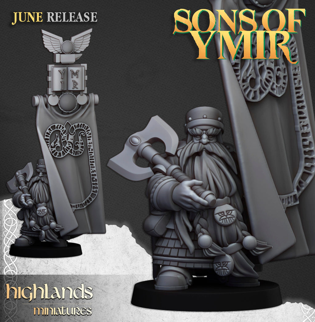 Dwarf Lord Banner, Highlands Miniatures