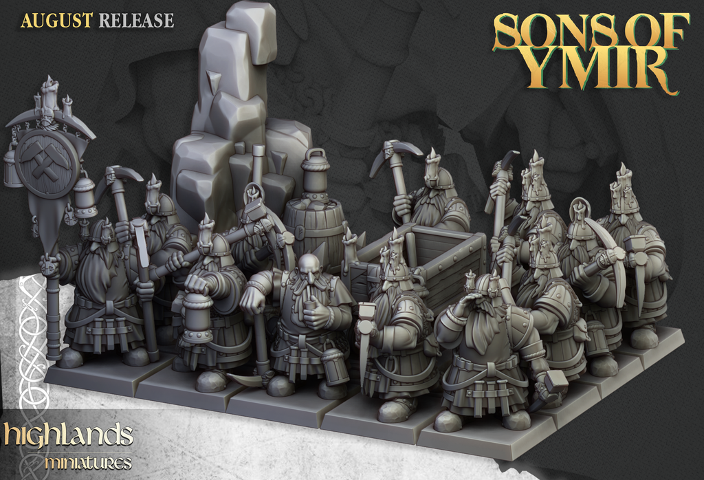Dwarf Miners, Highlands Miniatures