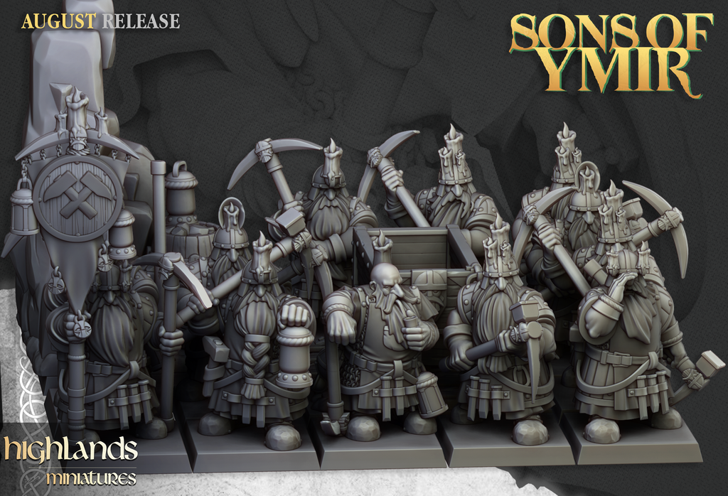 Dwarf Miners, Highlands Miniatures