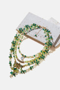 Moonlit Swarovski Crystals with Crescent Charm Multi-Strand Necklace