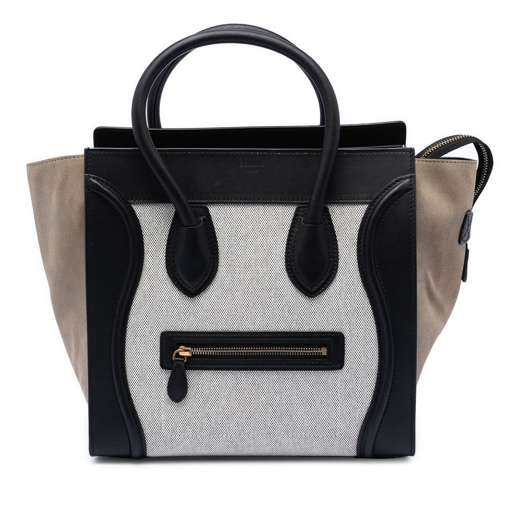 Mini Canvas and Suede Tricolor Luggage Tote