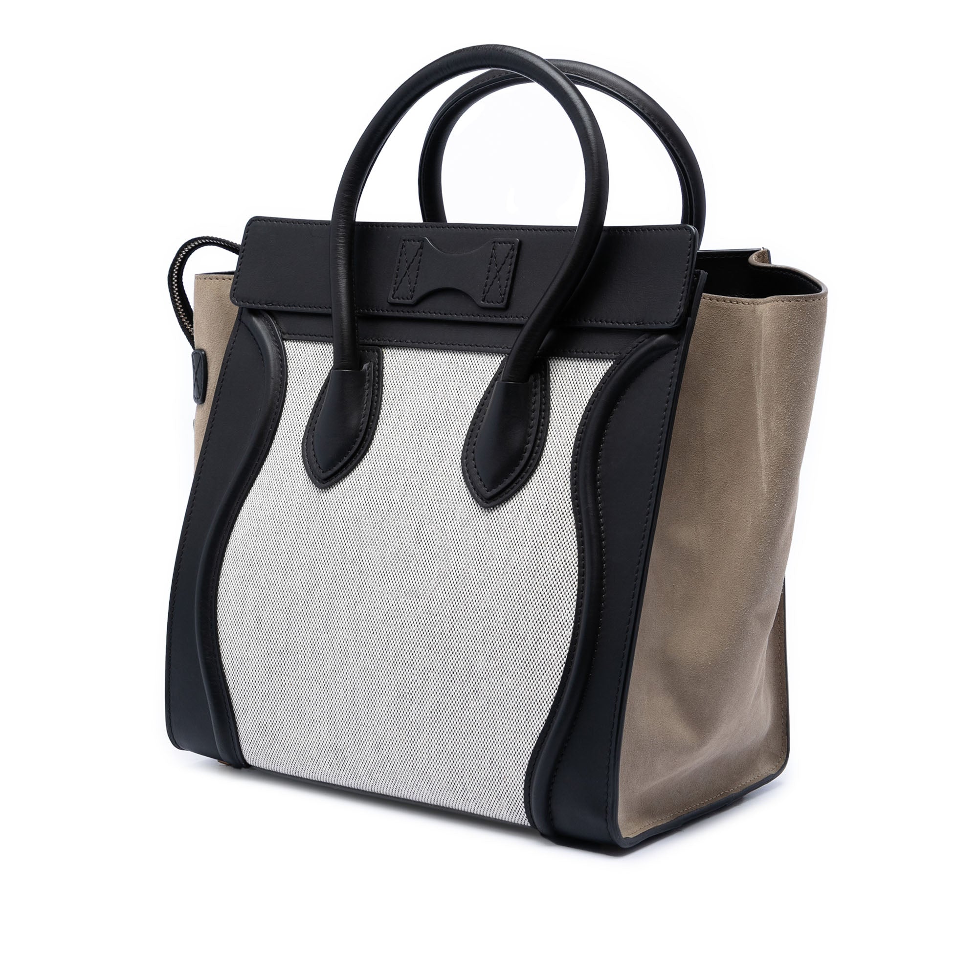 Mini Canvas and Suede Tricolor Luggage Tote