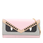 Studded Leather Monster Eyes Tube Wallet On Chain