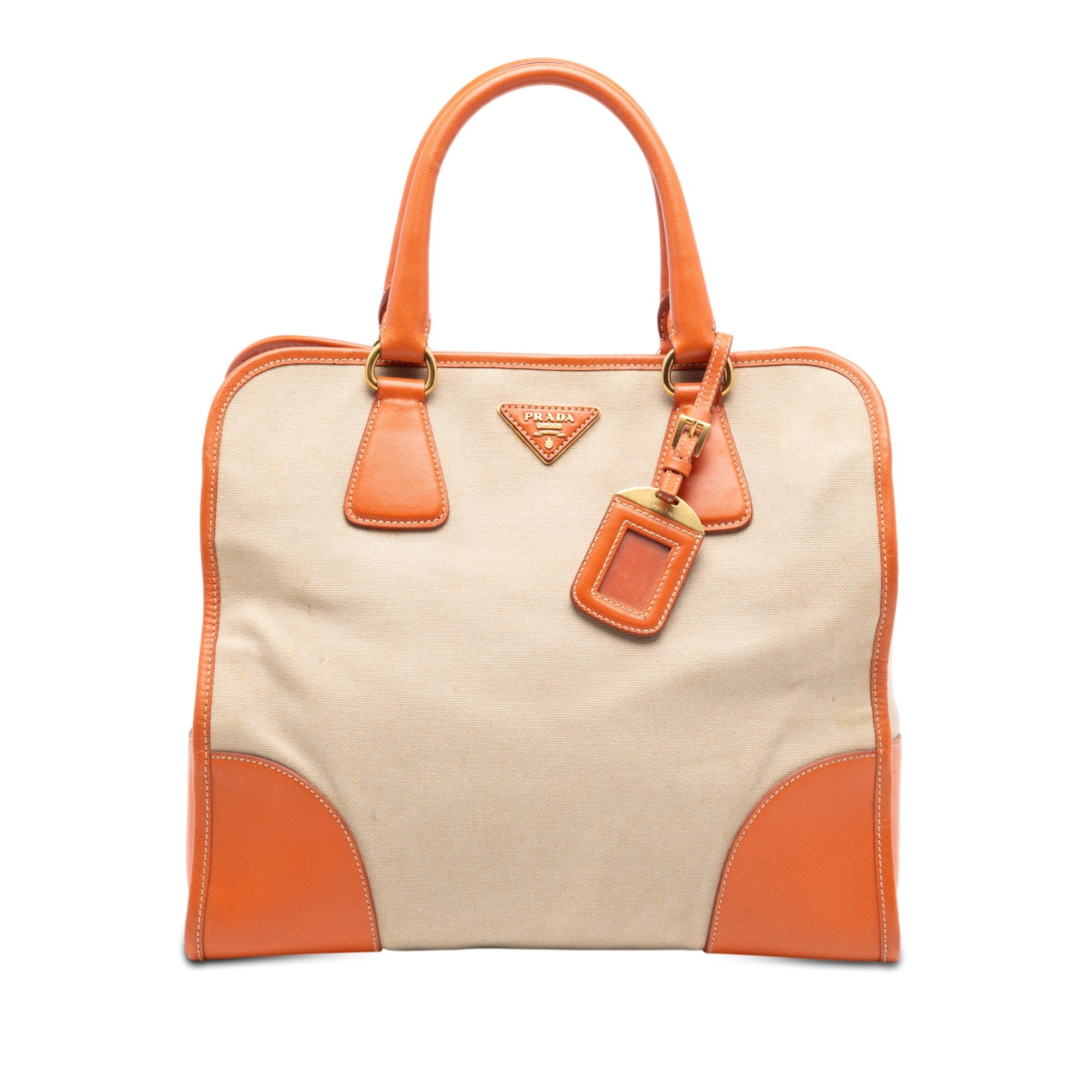 Saffiano Trimmed Canvas Canapa Satchel