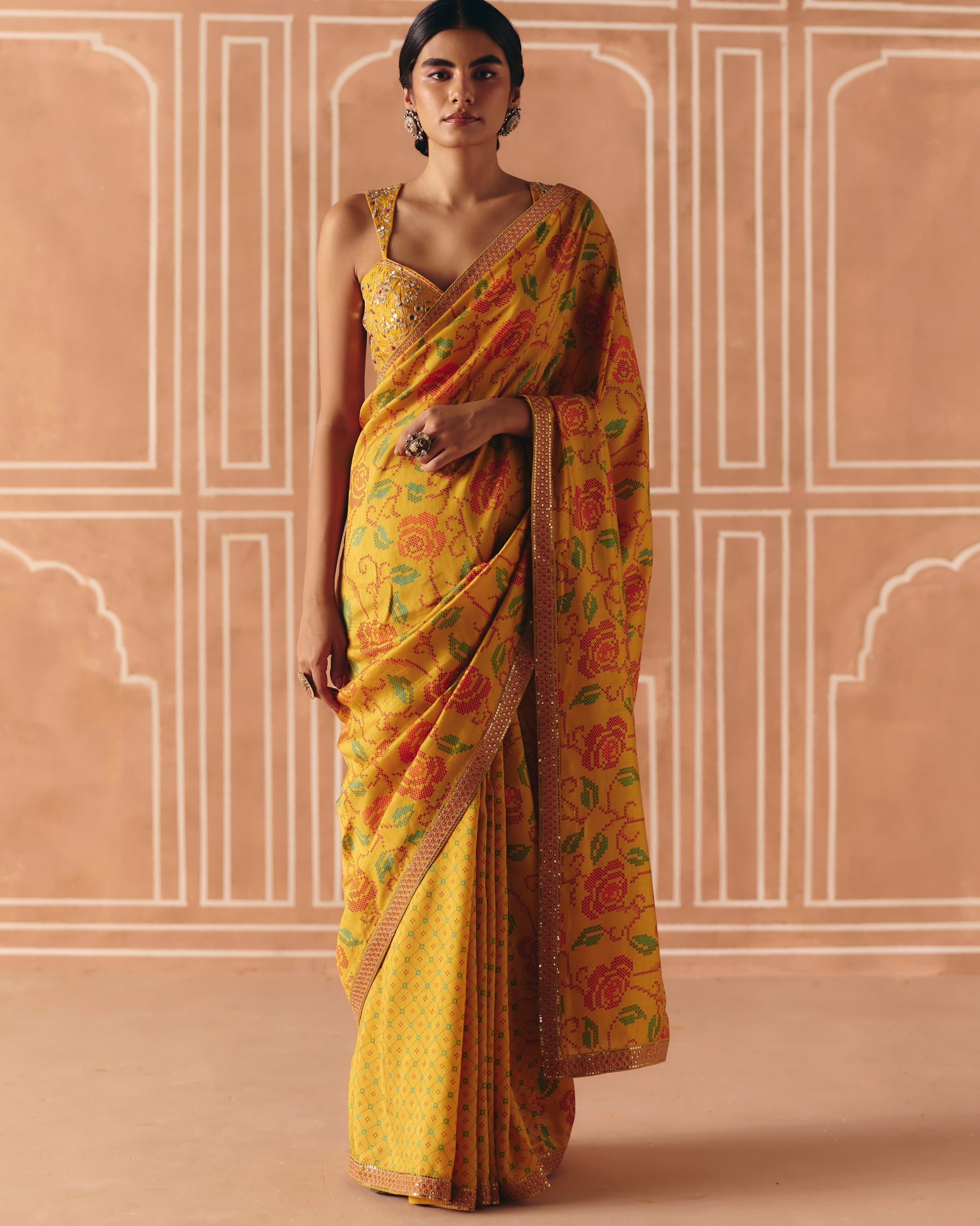 Marigold Yellow Sari Set By KYNAH, Luxury Indian Fashion & Bridal Wear