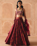 Berry Plum Gathered Lehenga By KYNAH, Luxury Indian Fashion & Bridal Wear