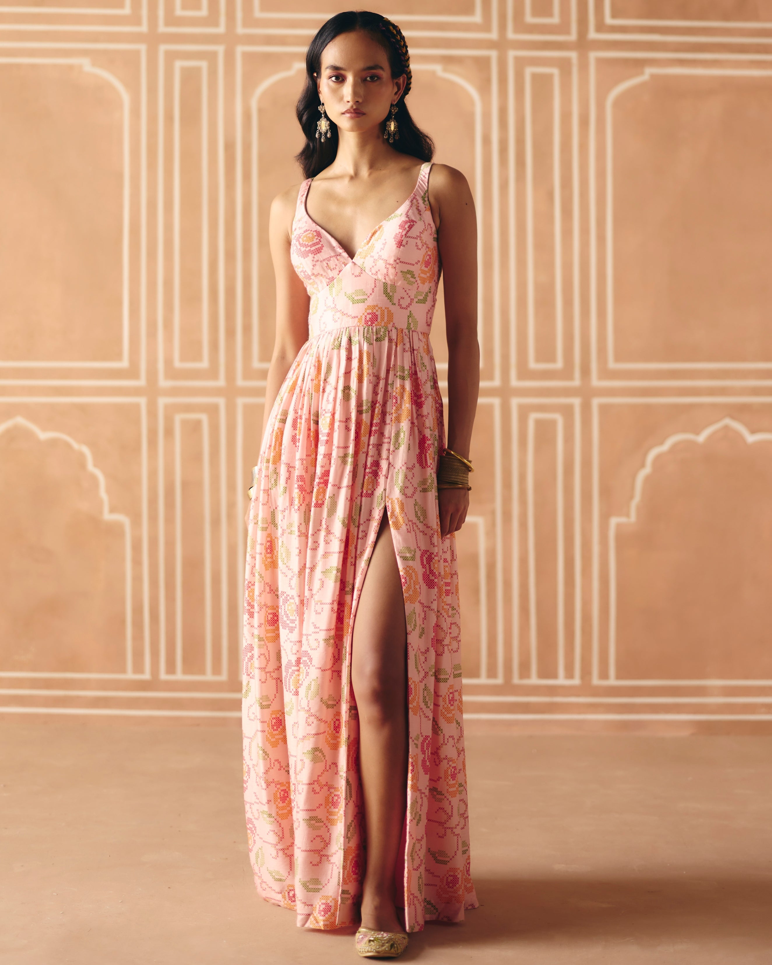 Blush Pink Maxi Dress By KYNAH, Luxury Indian Fashion & Bridal Wear
