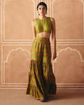 Parrot Green Crop Top & Sharara By KYNAH, Luxury Indian Fashion & Bridal Wear