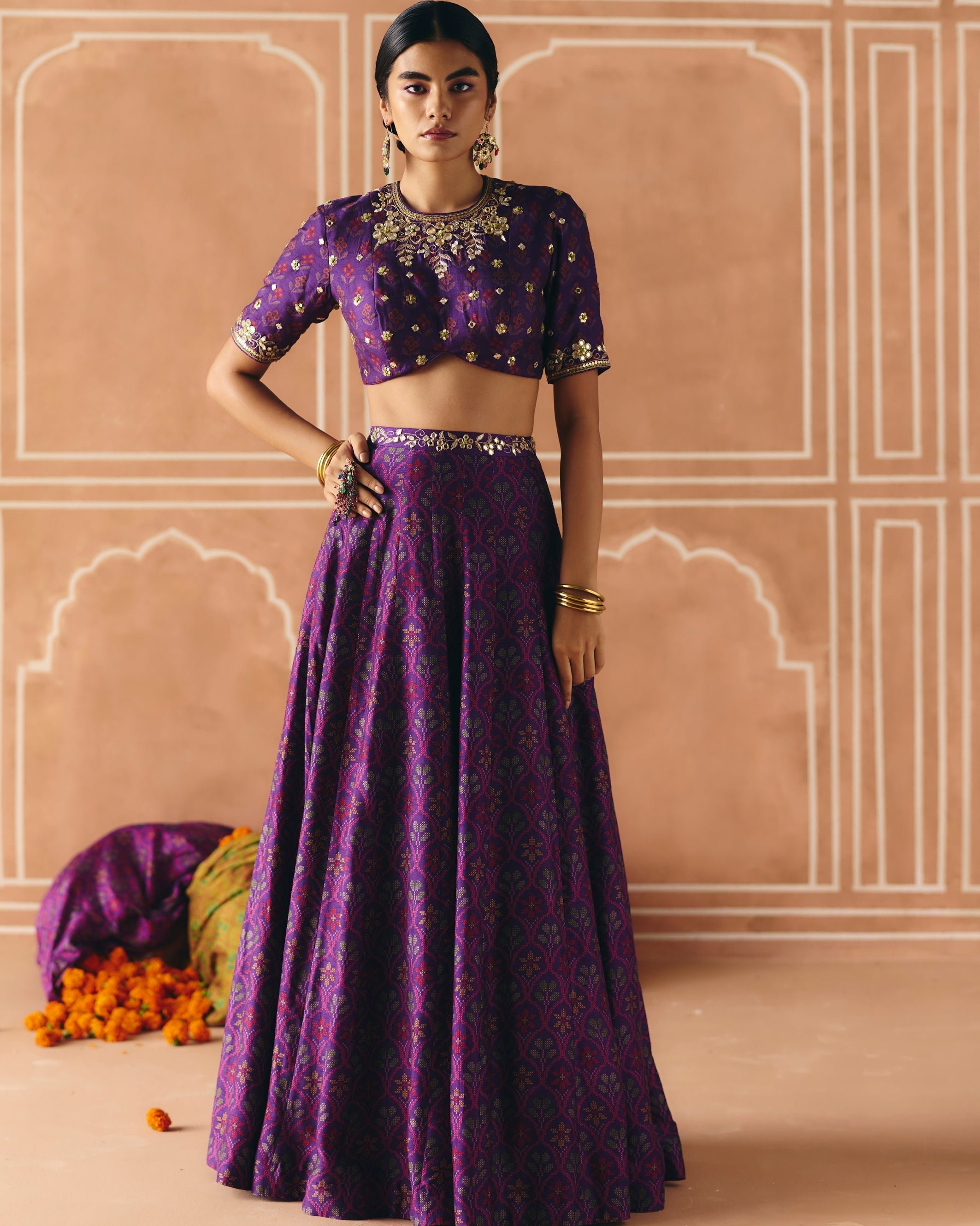 Imperial Violet Panel Lehenga Set By KYNAH, Luxury Indian Fashion & Bridal Wear