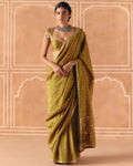 Parrot Green Sari Set By KYNAH, Luxury Indian Fashion & Bridal Wear