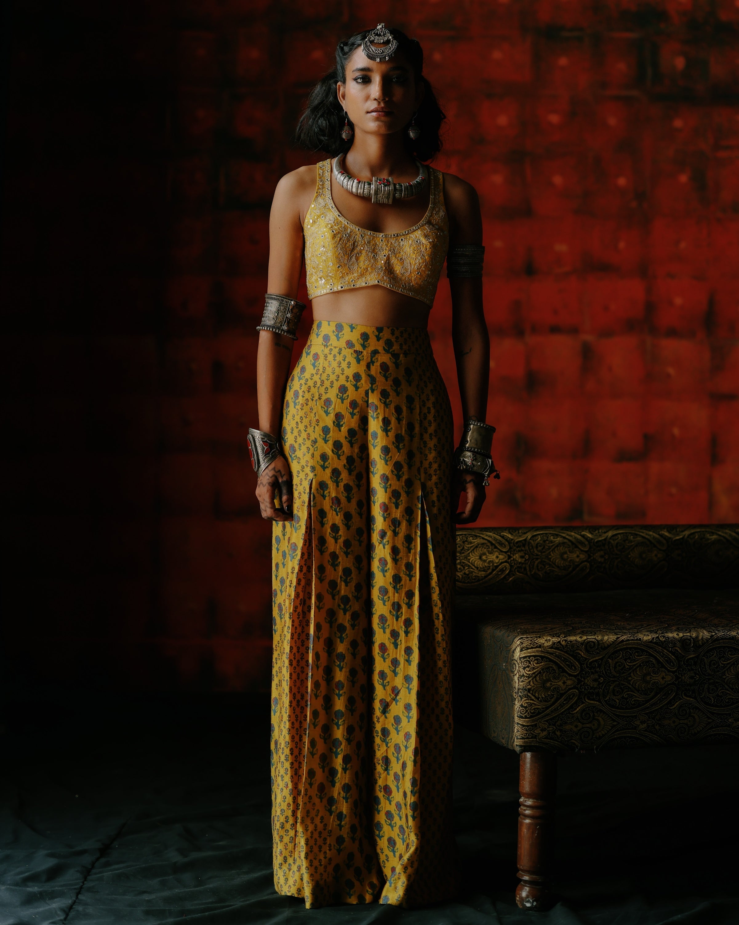 Anvika Amber Crop Top Pant Set By KYNAH, Luxury Indian Fashion & Bridal Wear