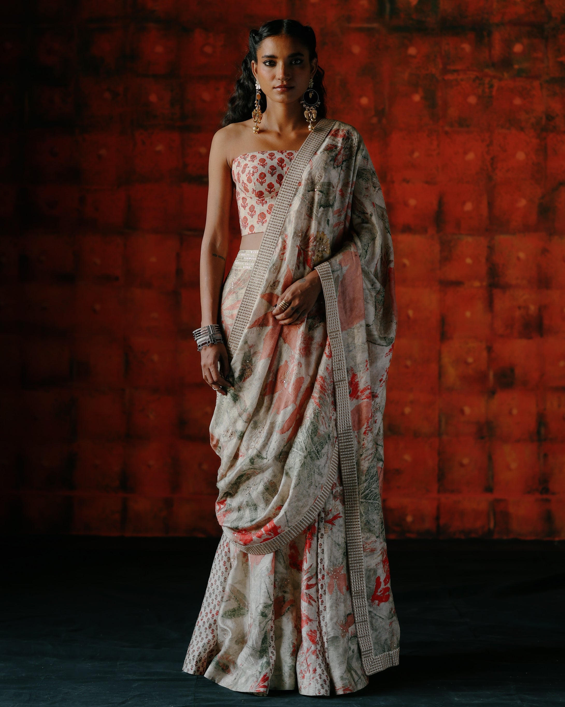 Sonali Pearl Pre Draped Sari Set By KYNAH, Luxury Indian Fashion & Bridal Wear