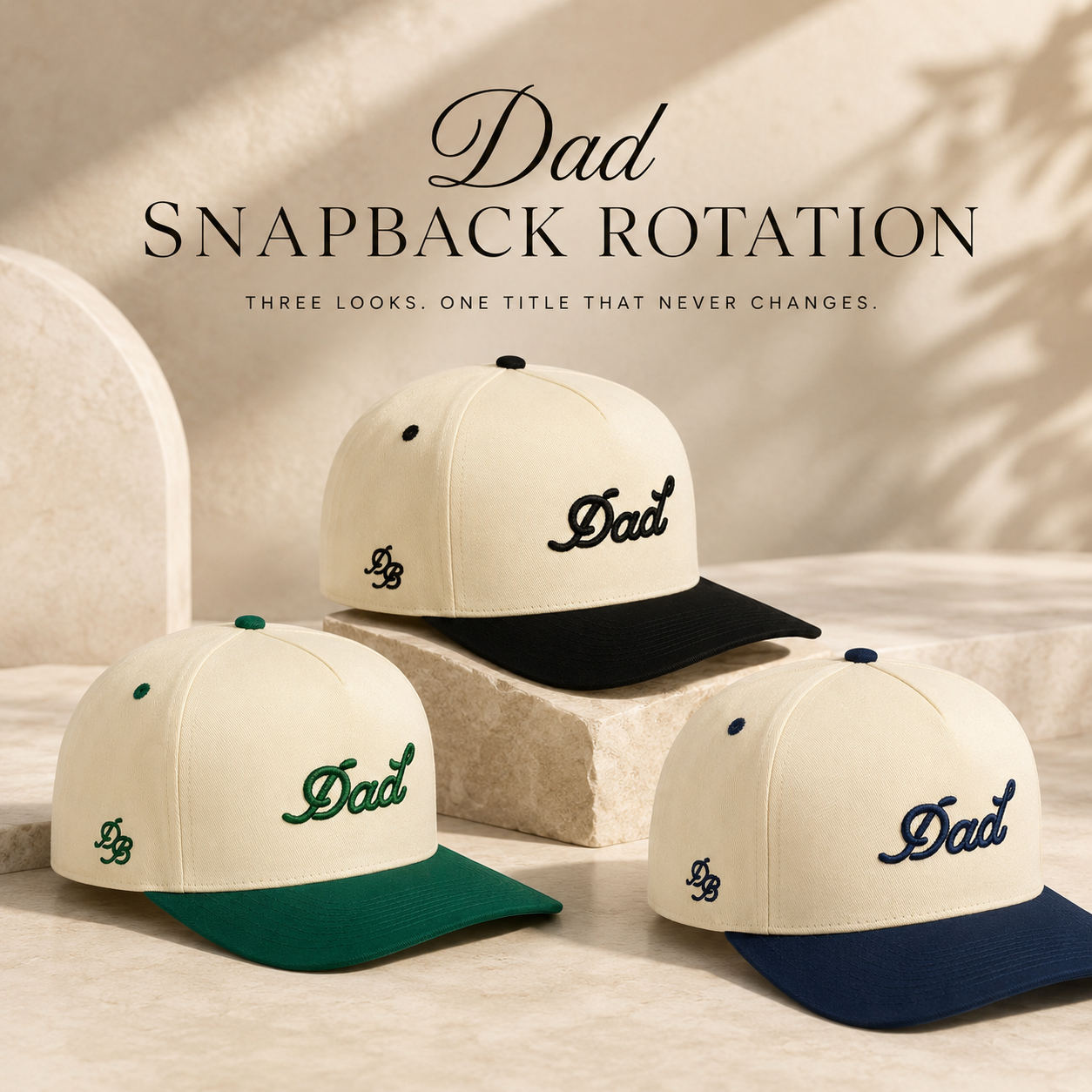 The Dad Snapback Rotation / Dad Snapback 3 Colorways By Dad Brand