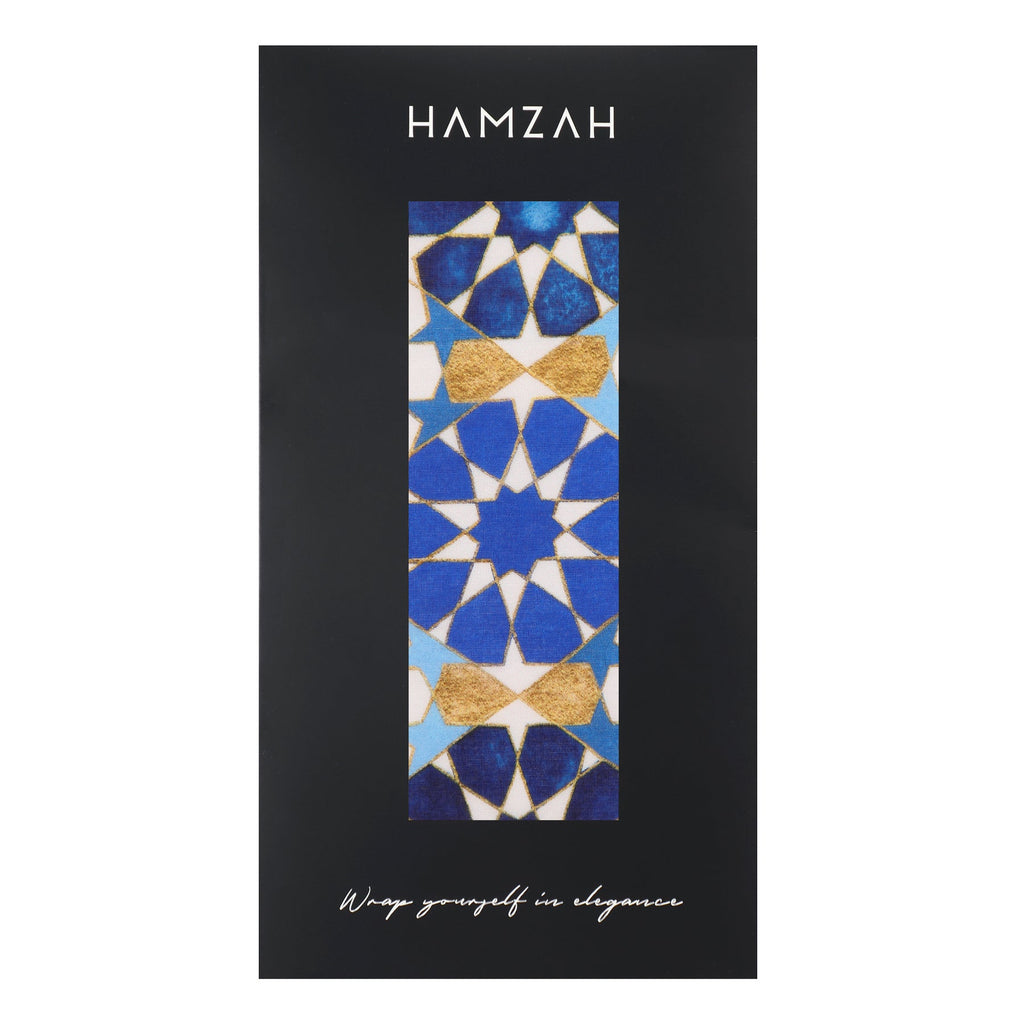 Blue Silk Scarf with Islamic Pattern DalAhorra
