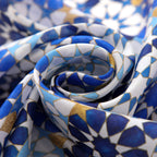 Blue Silk Scarf with Islamic Pattern DalAhorra