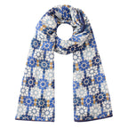 Blue and Gold Printed Scarf - 100% Modal