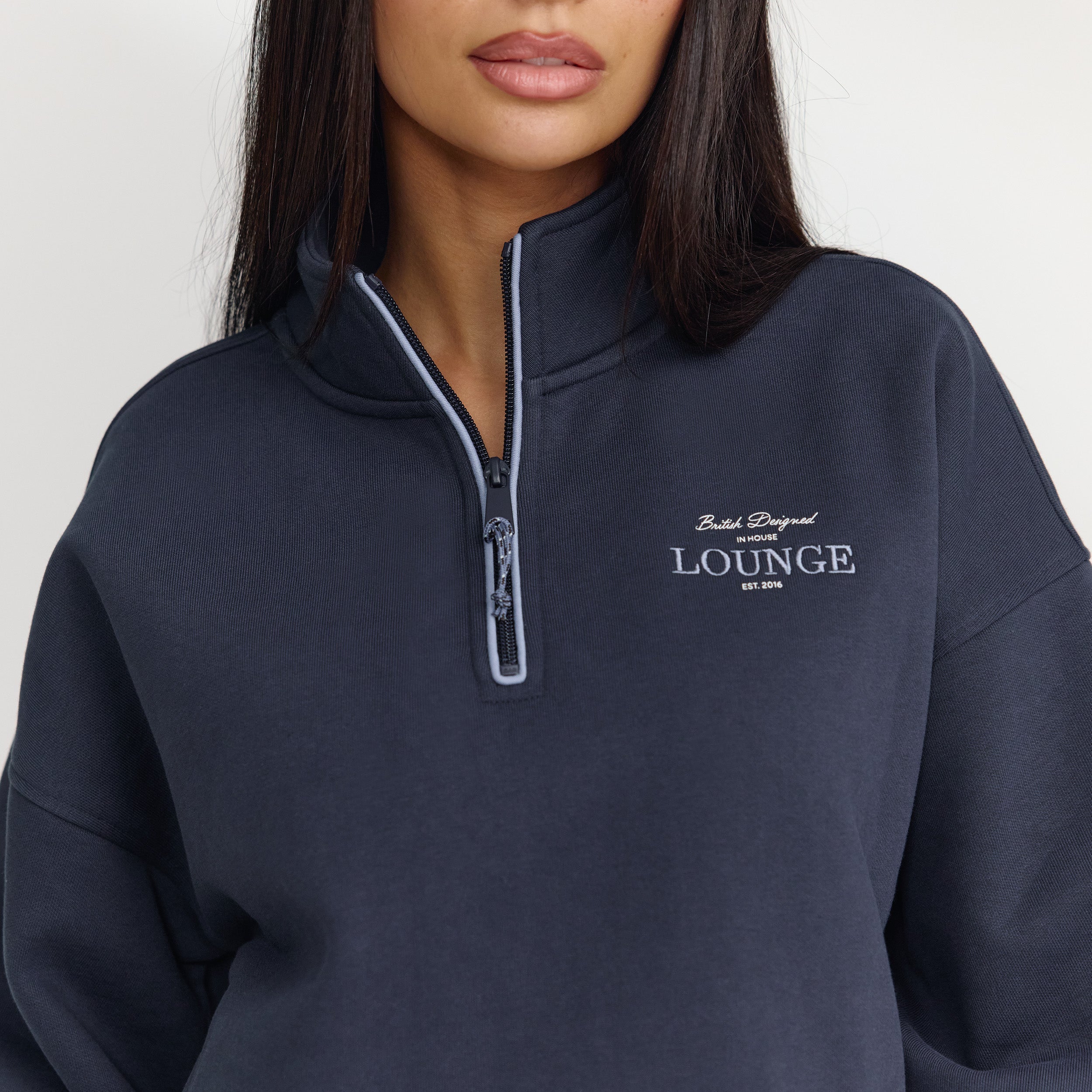 Lounge Underwear Quarter-Zip Jumper - Dark Blue