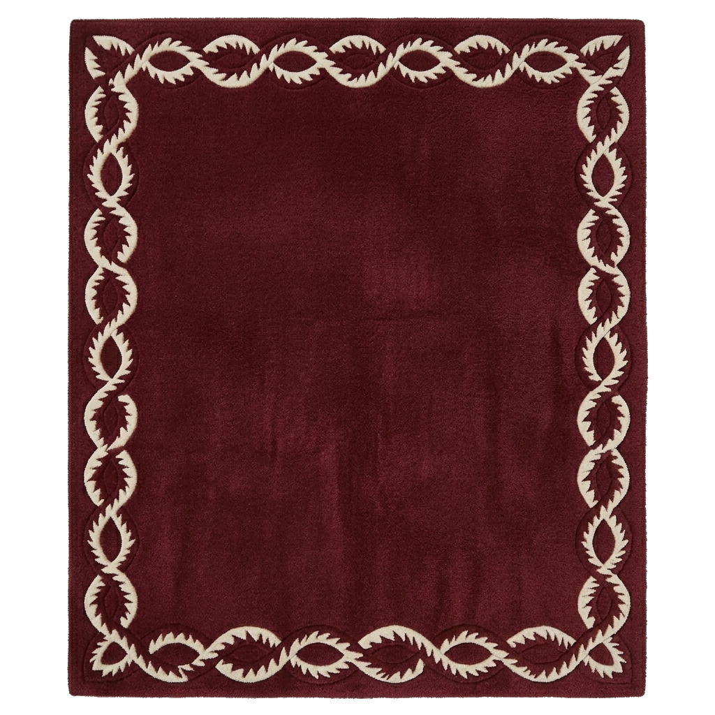 Deep Crimson Celtic Border Hand Tufted Rug