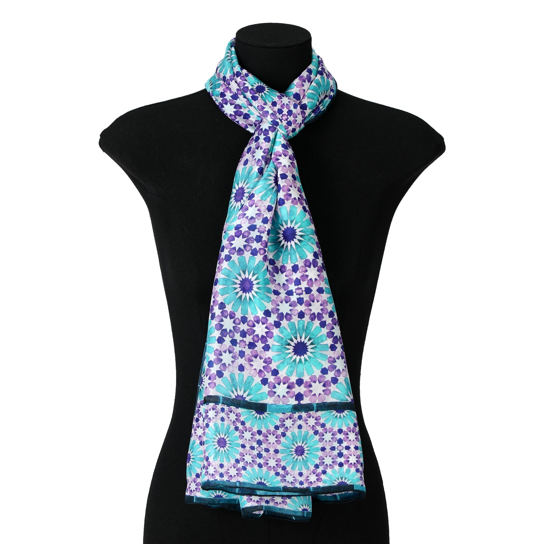Purple and Turquoise Silk Scarf Layla