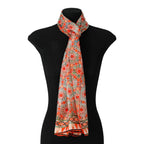 Orange Silk Scarf with Geometric Print Zellige