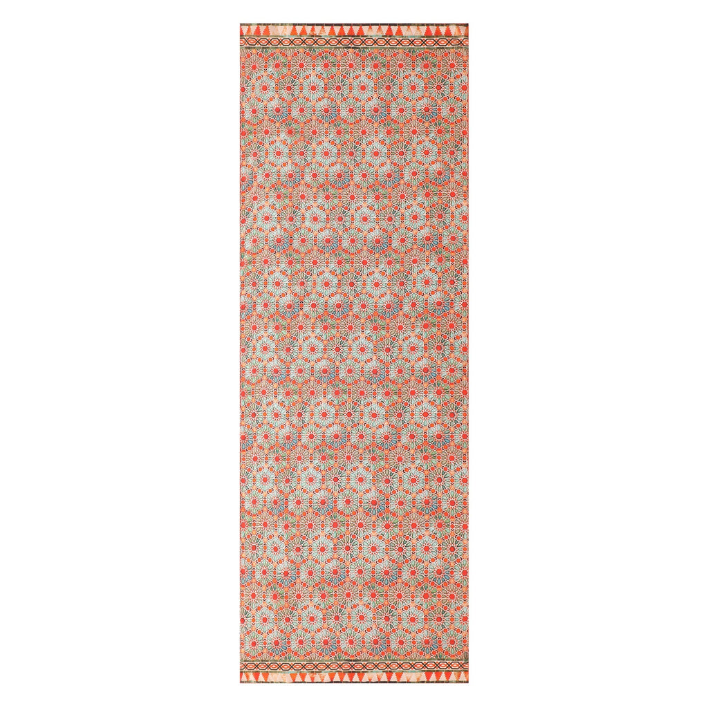 Orange Silk Scarf with Geometric Print Zellige