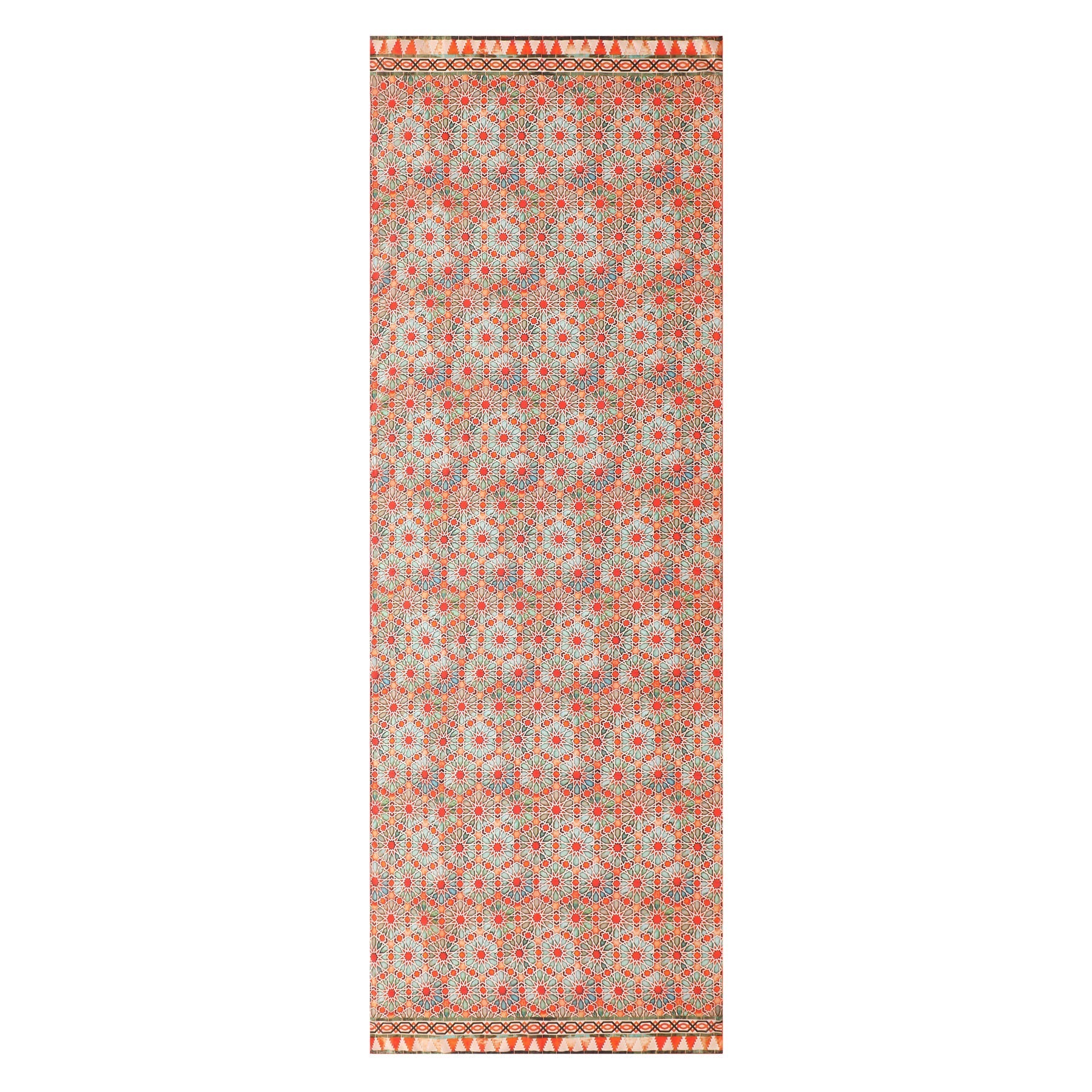 Orange Silk Scarf with Geometric Print Zellige