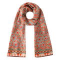 Orange Silk Scarf with Geometric Print Zellige