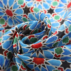 Blue and Red Silk Scarf Zellige