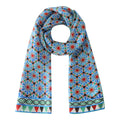 Blue and Red Silk Scarf Zellige