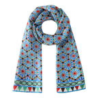 Blue and Red Silk Scarf Zellige