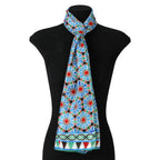Blue and Red Silk Scarf Zellige