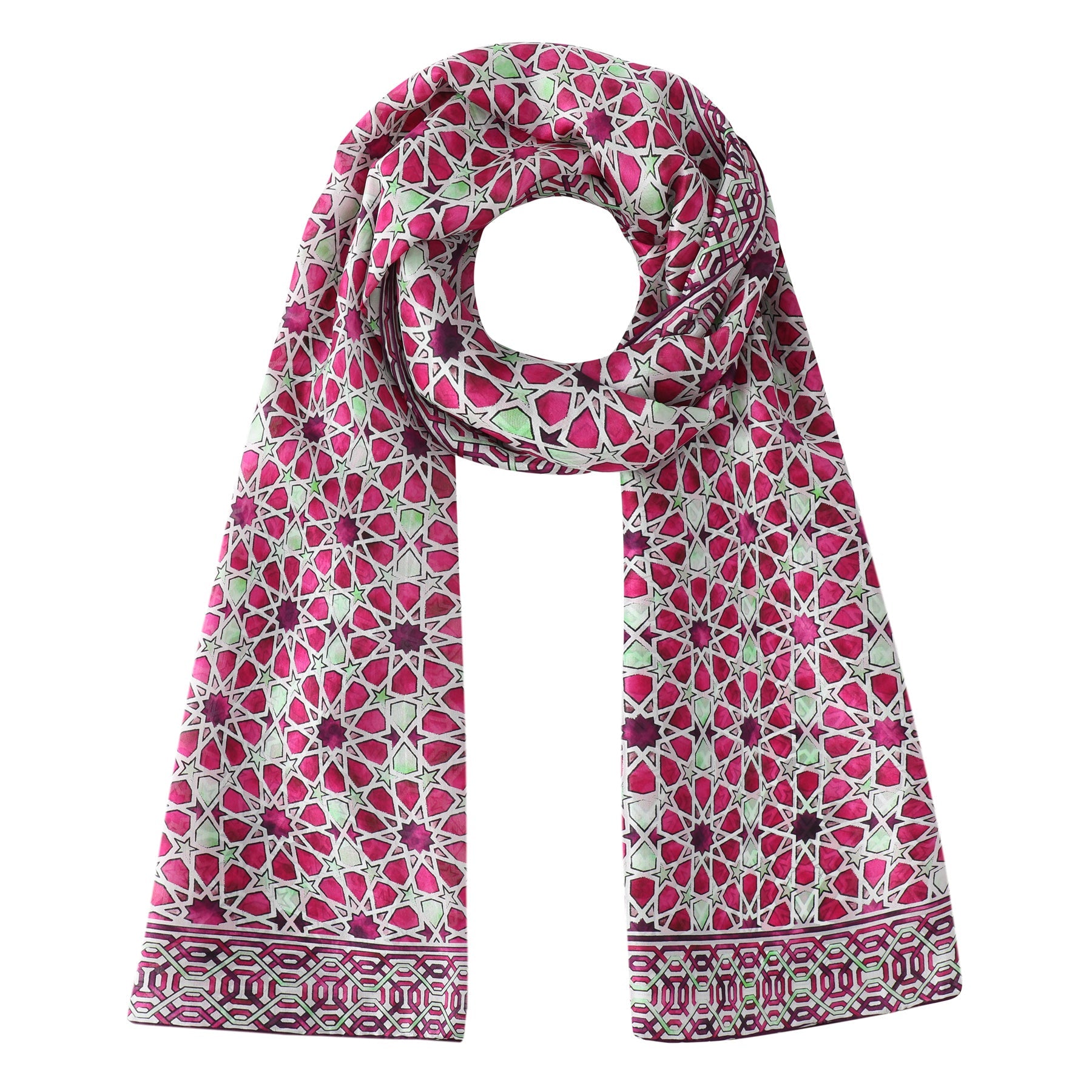 Long Pink Silk Scarf Fatima