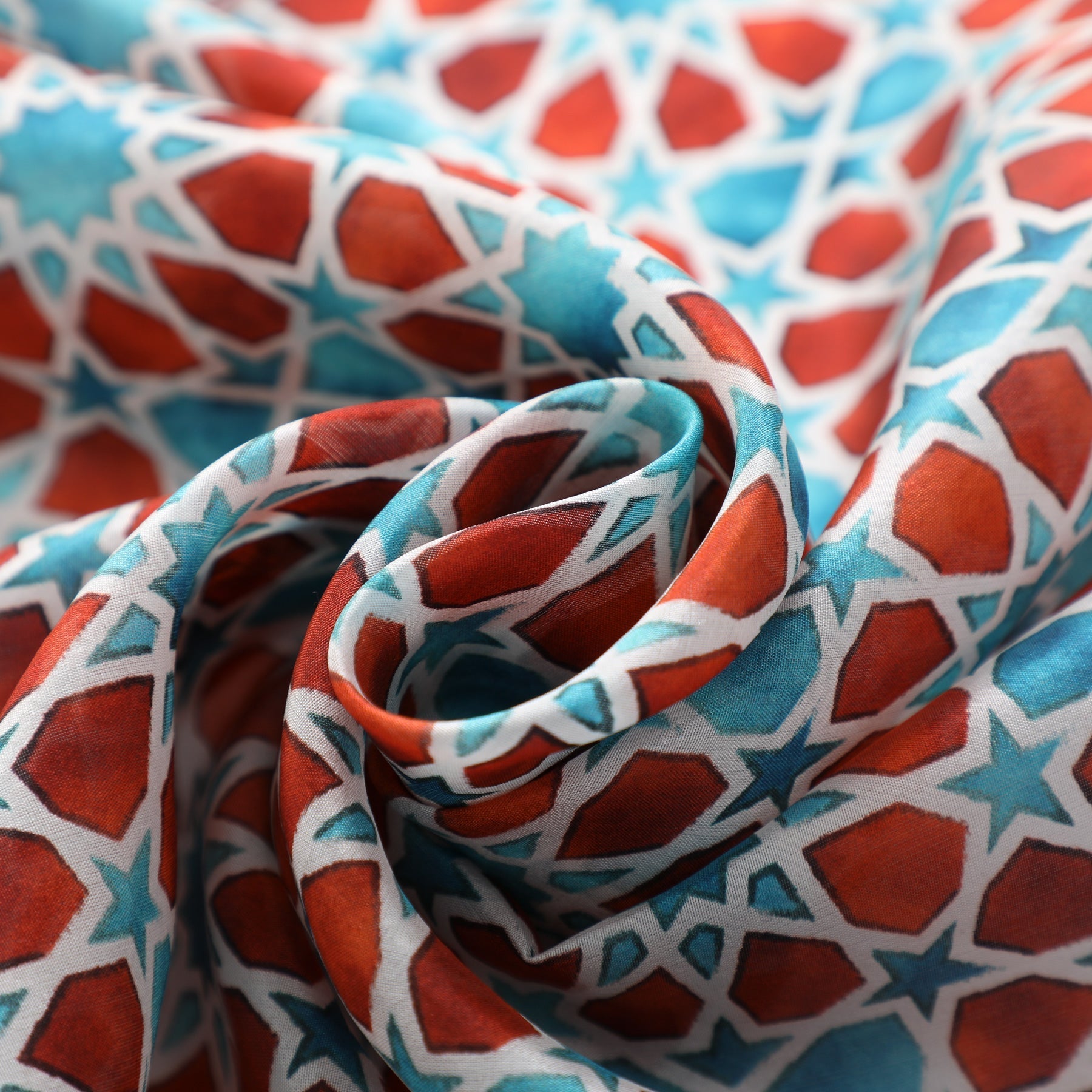 Brown and Blue Silk Scarf Fatima