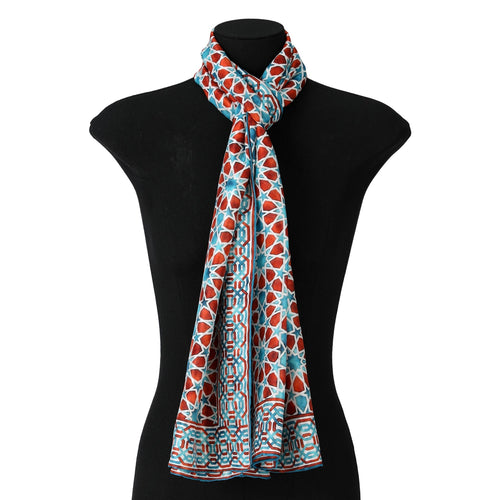 Brown and Blue Silk Scarf Fatima